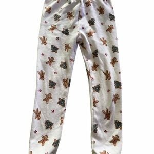 Carter's Festive White Leggings with Gingerbread and Tree Pattern